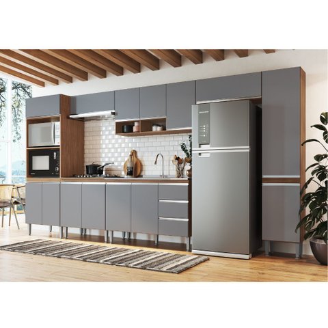 Cozinha Modulada 7 Peças Athena Freijó Cinza Megasul