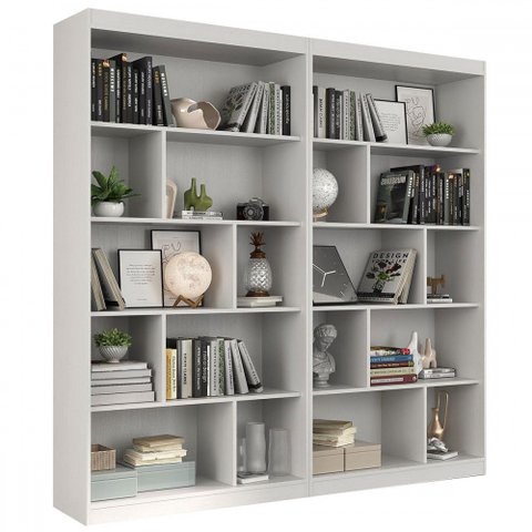 Estante para Livros 8 Prateleiras Branco Tx Cj-005 - Hecol Móveis