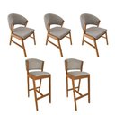 Ver imagem 1 de Kit 3 Cadeiras de Jantar Debora Madeira Maciça com 2 Banquetas Ana Cerejeira Premium Linho Bege