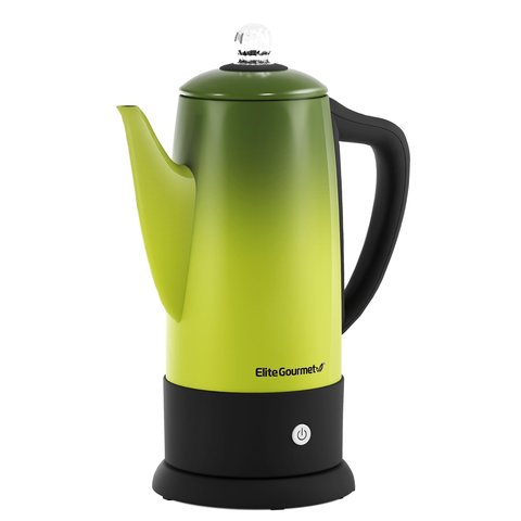 Elite Gourmet Percolador Vintage, 12 Xícaras, Retro Verde, Aço Inox e Manuseio Seguro