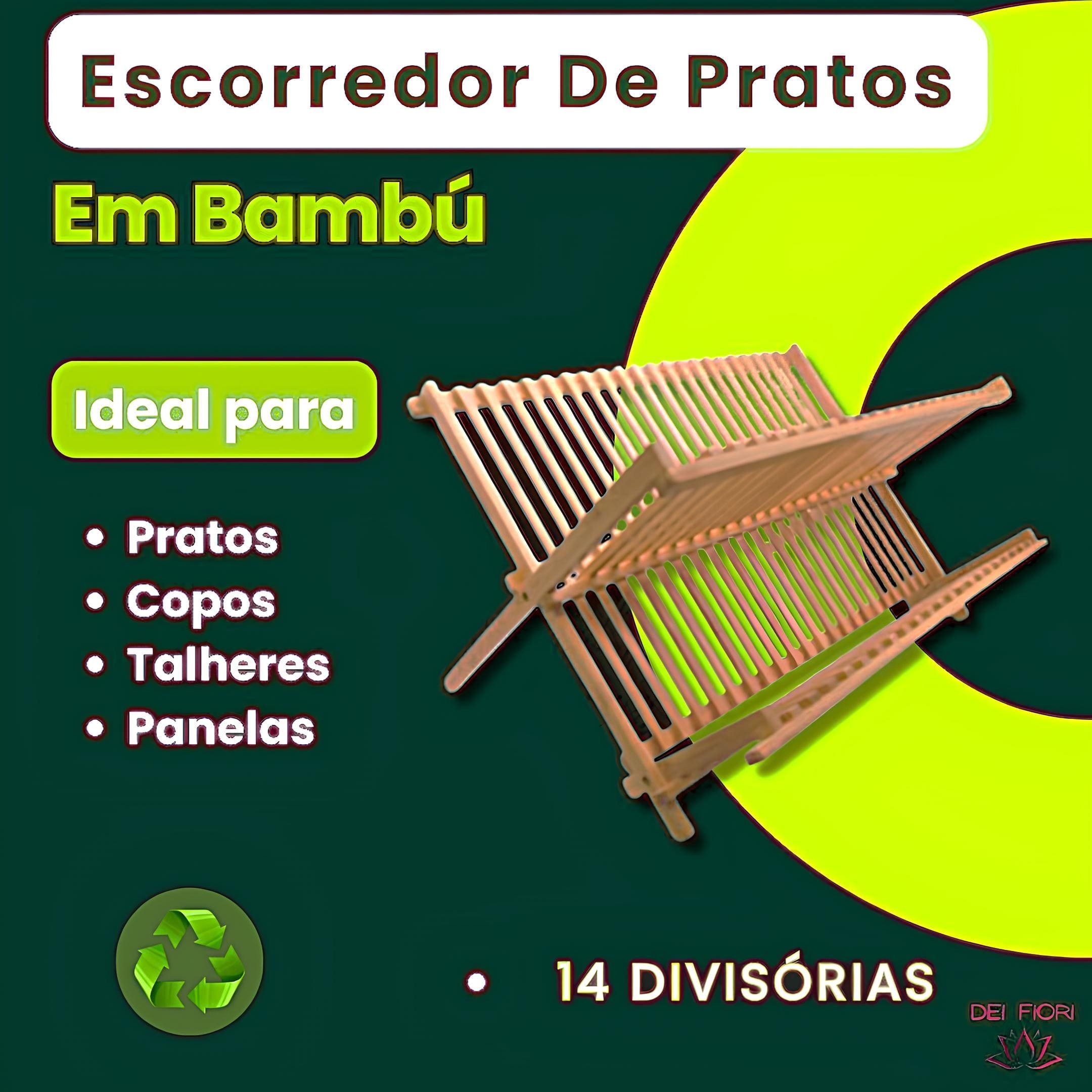 Escorredor Pratos Louça Pia Bambu Natural Dobravel Madeira Resistente Sustentavel Cozinha Divisorias - 3