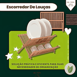 Escorredor Pratos Louça Pia Bambu Natural Dobravel Madeira Resistente Sustentavel Cozinha Divisorias - 7