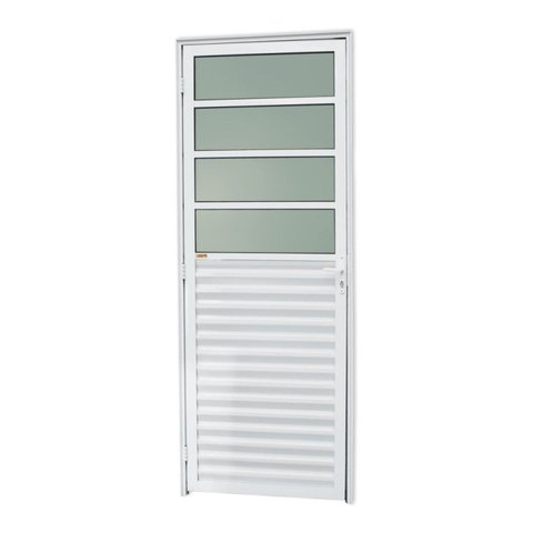 Porta de Cozinha Linha 25 Vidro Boreal 210cm x 80cm Brimak Abertura Direita Branco