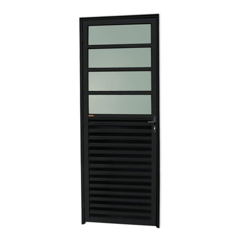 Porta de Cozinha Linha 25 Vidro Boreal 210cm x 80cm Brimak Abertura Direita Preto