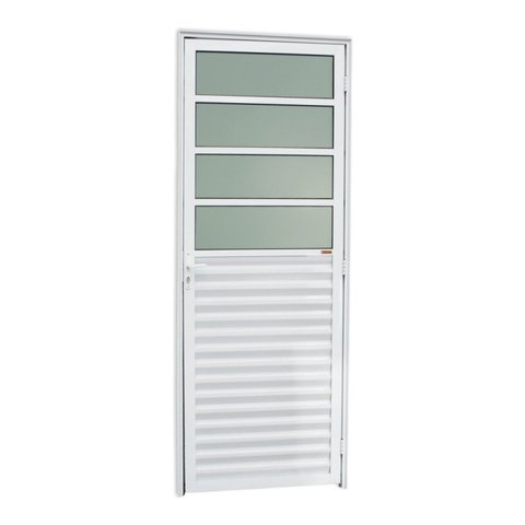 Porta de Cozinha Linha 25 Vidro Boreal 210cm x 80cm Brimak Abertura Esquerda Branco