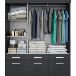 Guarda Roupa Casal Capri 3 Portas Correr 9 Gavetas C/ Espelho - 3