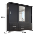 Ver imagem 4 de Guarda-Roupa Casal 3 Portas Correr 9 Gavetas com Espelho Capri