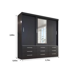 Guarda Roupa Casal Capri 3 Portas Correr 9 Gavetas C/ Espelho - 4