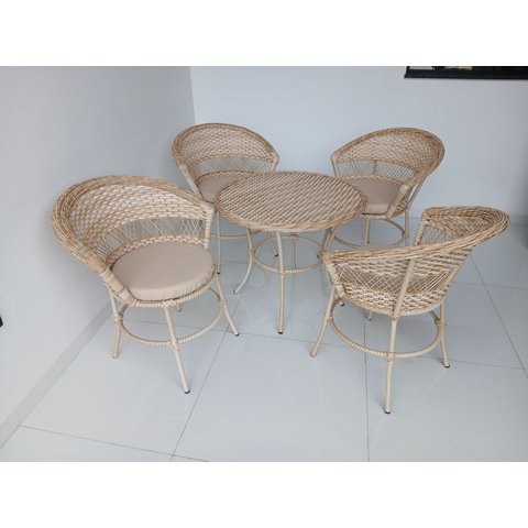 Conjunto Mesa e Cadeiras Jardim Área Externa Interna Piscinas Varandas Jogo Arlete D Fibra Sintética