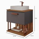 Ver imagem 3 de Gabinete Suspenso para Banheiro com Cuba 60cm em MDF Duna MGM Marrom Cinza