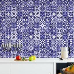 Papel de Parede Azulejo Clássico Azul - 3,30x0,50m - 2