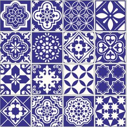 Papel de Parede Azulejo Clássico Azul - 3,30x0,50m - 1