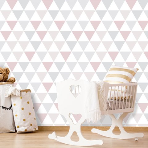 Papel de Parede Infantil - Triângulos Geométricos 9 Arte Destaque 2 Metros