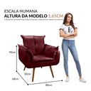 Ver imagem 6 de Poltrona Opala Para Sala Quarto Recepção Cadeira Decorativa 1 Lugar Madeira Pés Palito Bordô