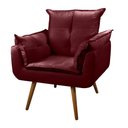 Ver imagem 2 de Poltrona Opala Para Sala Quarto Recepção Cadeira Decorativa 1 Lugar Madeira Pés Palito Bordô