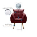 Ver imagem 4 de Poltrona Opala Para Sala Quarto Recepção Cadeira Decorativa 1 Lugar Madeira Pés Palito Bordô