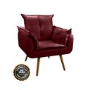 Ver imagem 5 de Poltrona Opala Para Sala Quarto Recepção Cadeira Decorativa 1 Lugar Madeira Pés Palito Bordô