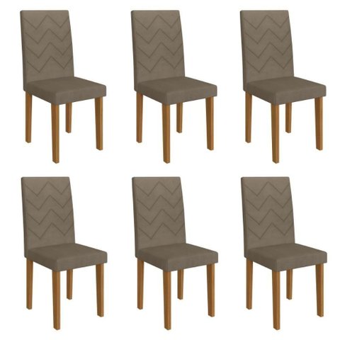 Kit 6 Cadeiras de Jantar Estofadas 43,5cm Multimóveis Cr50218 Cacau