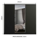 Ver imagem 3 de Guarda-Roupa Casal 100% MDF Madesa Zurique 3 Portas de Correr com Espelho Preto Cor:Preto