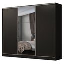 Ver imagem 2 de Guarda-Roupa Casal 100% MDF Madesa Zurique 3 Portas de Correr com Espelho Preto Cor:Preto