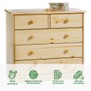 Ver imagem 2 de Cômoda Madeira Grande 5 Gavetas Rondo Natural Idimex