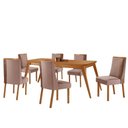 Ver imagem 1 de Mesa de Jantar Copper Madeira com 6 Cadeiras Diane Moderna Linho Capuccino/tork/naturale