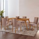 Ver imagem 2 de Mesa de Jantar Copper Madeira com 6 Cadeiras Diane Moderna Linho Capuccino/tork/naturale