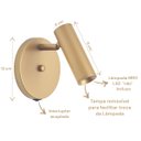 Ver imagem 4 de Arandela Tubo Articulada Foco Dourada C/ Interruptor.:dourado