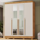 Ver imagem 2 de Guarda Roupa Casal com Espelho 4 Portas 159 cm Domus Cedro Areia Rudk