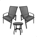 Ver imagem 1 de Jogo de Mesa com 2 Poltronas Cadeiras de Varanda Sacada Preto