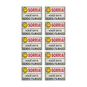 Kit 10 Placa 10x15cm em Alumínio Você Está Sendo Filmado
