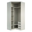 Ver imagem 2 de Guarda Roupa Canto Closet sem Portas 3 Gavetas, Cabideiro, 5 Prateleiras Prime Luciane Móveis