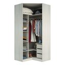 Ver imagem 1 de Guarda Roupa Canto Closet sem Portas 3 Gavetas, Cabideiro, 5 Prateleiras Prime Luciane Móveis