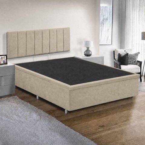 Base Cama Box Casal com Bau 1,38x1,88 Mts Valentina Vilajo: Suede Bege
