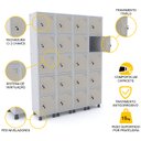 Ver imagem 3 de ROUPEIRO DE AÇO 4M 20 PORTAS FECHADURA PANDIN - CINZA/BEGE