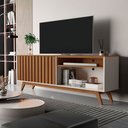 Ver imagem 1 de Rack para Tv até 65 Polegadas Buriti 2 Portas Ripado Off White/freijó - Giga Móveis