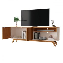 Rack para Tv até 65 Polegadas Buriti 2 Portas Ripado Off White/freijó - Giga Móveis - 3