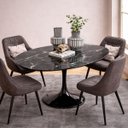 Ver imagem 5 de Mesa de Jantar Tulipa Saarinen Redonda 244x137 Cm Mármore Nero