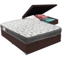 Ver imagem 1 de Cama Box Baú Marrom e Colchão Iso100 Espuma D33 Casal Ortobom