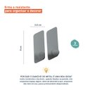 Ver imagem 2 de KIT 2 GANCHOS DE METAL CINZA COM ADESIVO - OIKOS