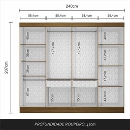 Guarda Roupa Casal Mariah 8 Portas Boreal/off White - Móveis Arapongas Boreal/off White - 6