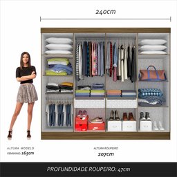 Guarda Roupa Casal Mariah 8 Portas Boreal/off White - Móveis Arapongas Boreal/off White - 5