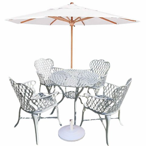 Jogo com Mesa Jardim Viena 4 Cadeiras Aluminio Fundido