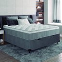 Ver imagem 2 de Cama Box Baú Casal Colchão Molas Ensacadas Ômega 138x188x73cm Cinza / Branco Hellen