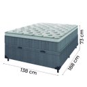 Ver imagem 3 de Cama Box Baú Casal Colchão Molas Ensacadas Ômega 138x188x73cm Cinza / Branco Hellen