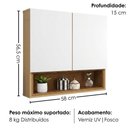 Ver imagem 3 de Armario Espelheira 2 Portas 58 cm Orion Fendi Freijo Bechara