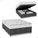 Ver imagem 1 de Cama Box Baú Casal Suede Cinza + Colchão D33 One Face Branco- e-Shop Casa