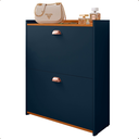 Ver imagem 1 de Sapateira Hall Entrada Sapatos 2 Portas Puxador Concha Closet - Azul / Cedro