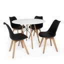 Ver imagem 1 de Conjunto Mesa Eiffel Eames Branco 90cm Com 04 Cadeiras Leda Preto