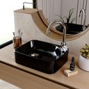 Ver imagem 2 de Cuba de Apoio Retangular para Banheiro Lavabo Cross C01 Ro36w Preto - Lyam